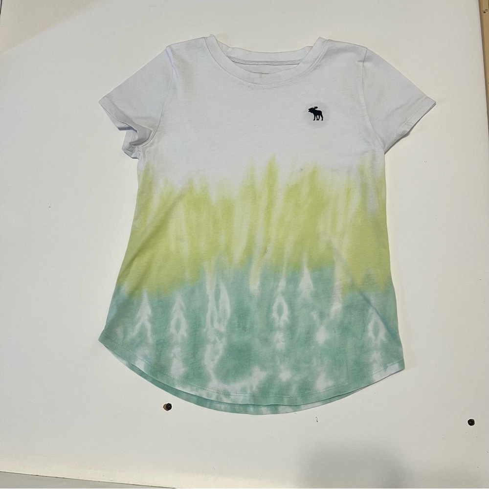 abercrombie kids White Tee with Green & Yellow Ombre Tie-Dye